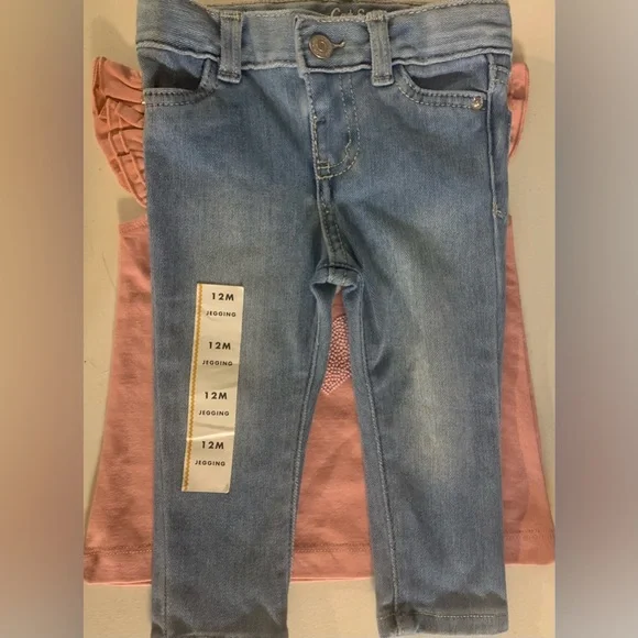 2pc Baby Shirt & jeans (18M shirt & 12M jeans) Carter’s + Cat & Jack NWOT - Picture 9 of 10
